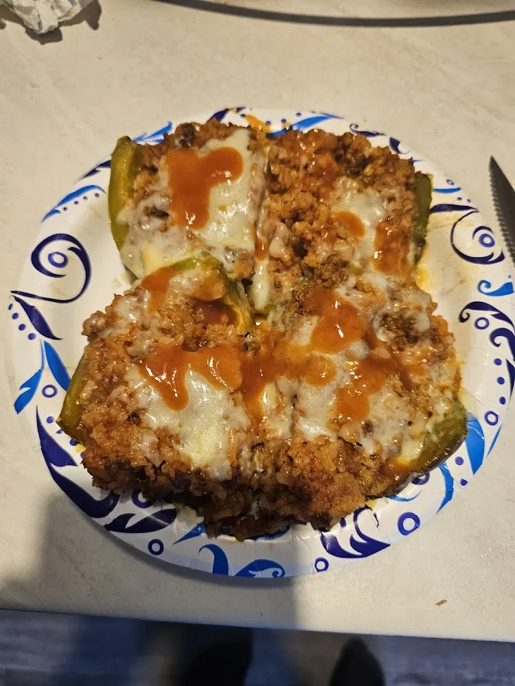 Stuffed Peppers with Mozzarella Cheese and Hot Sauce